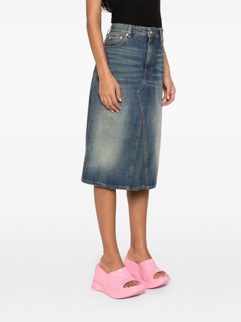 HEAVY WASHED DENIM MIDI SKIRT