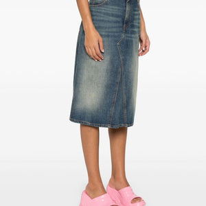 HEAVY WASHED DENIM MIDI SKIRT