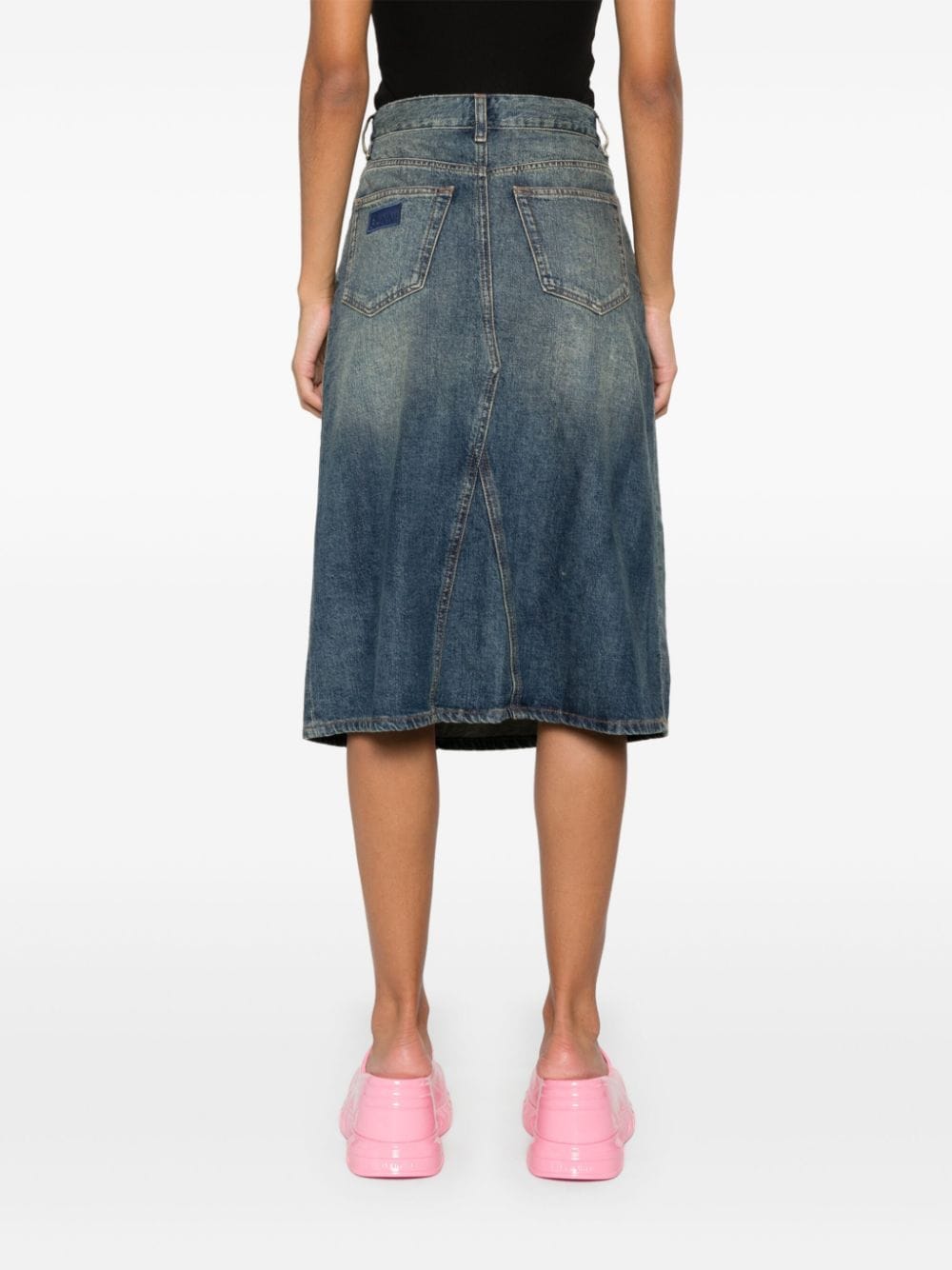 HEAVY WASHED DENIM MIDI SKIRT