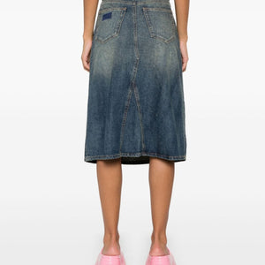 HEAVY WASHED DENIM MIDI SKIRT