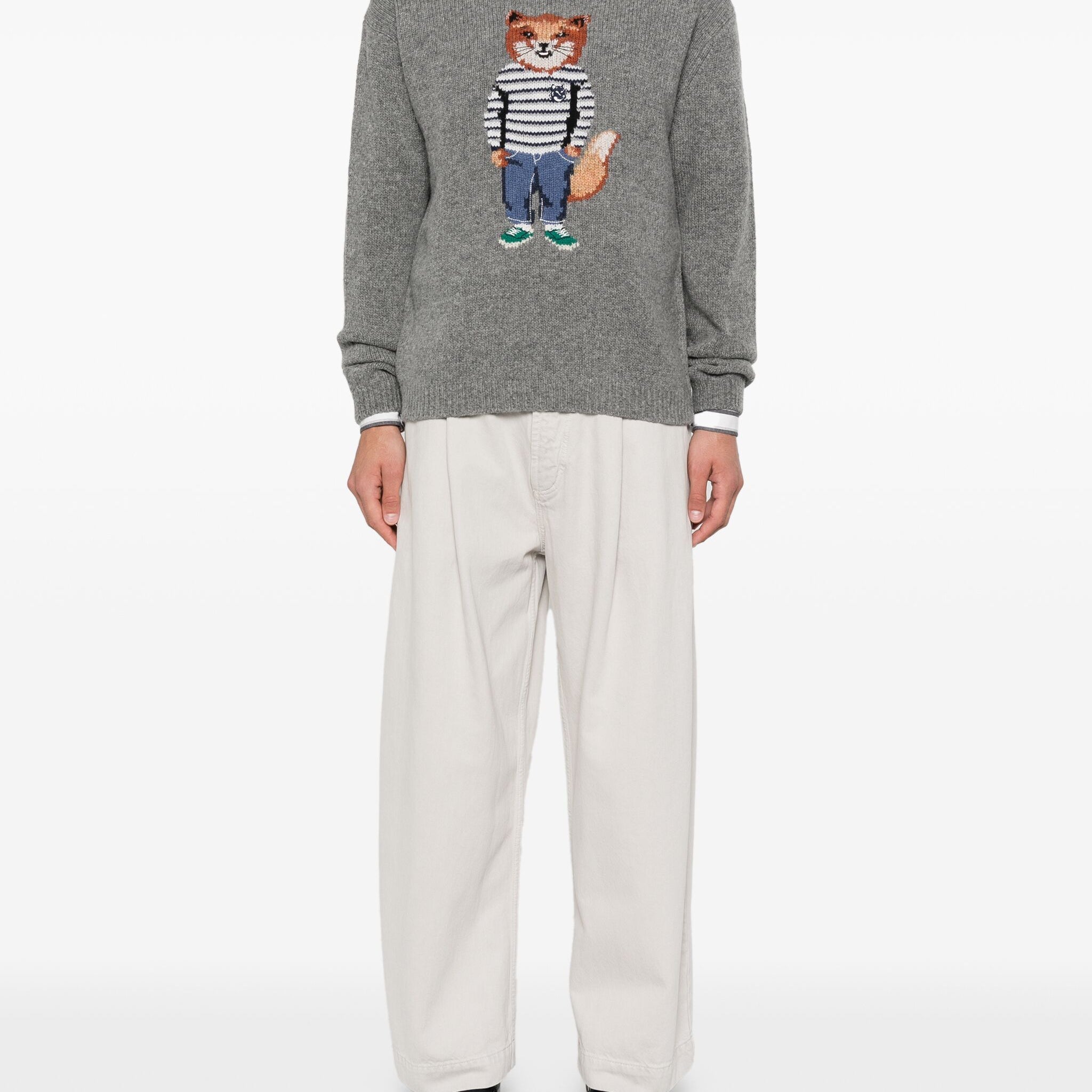 Maison Kitsuné Dressed Fox Intarsia Jumper - SHEET-1 - LISBON STORE