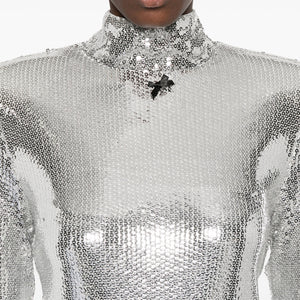 SEQUIN HIGH COLLAR TOP