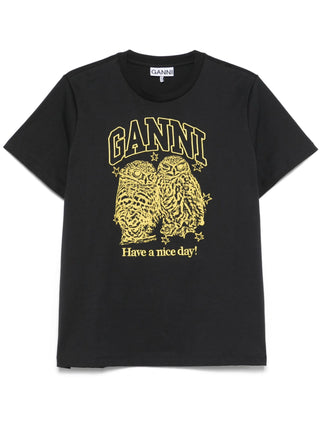 Ganni Basic Jersey Owls Relaxed T-shirt - SHEET-1 - LISBON STORE