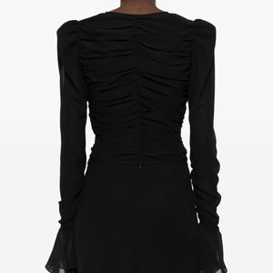 CHIFFON LONGSLEEVED TOP BLACK