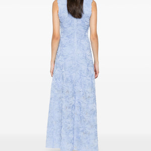 FLOWER MESH MAXI DRESS LIGHT BLUE