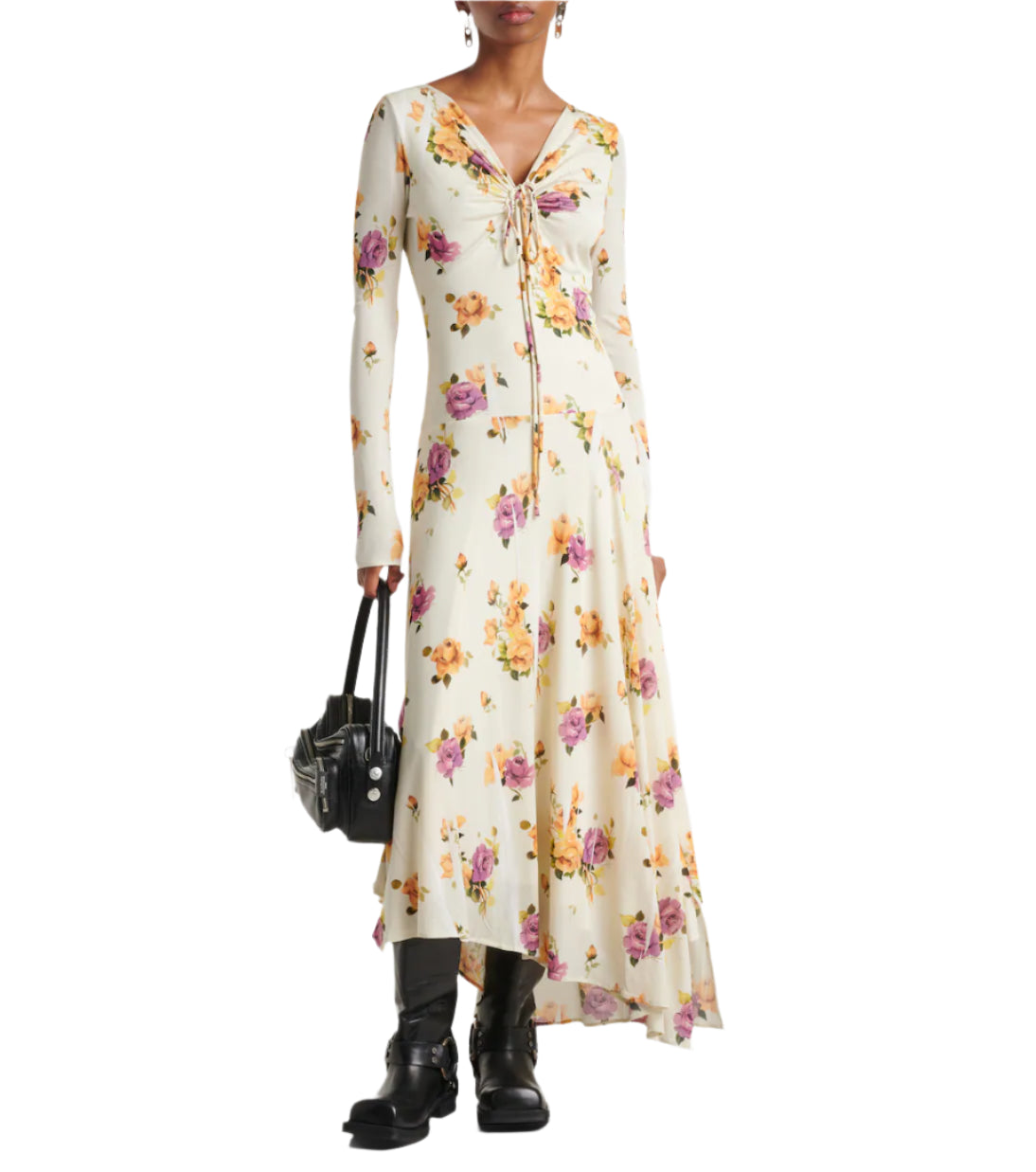 Floral Asymmetric Midi Dress