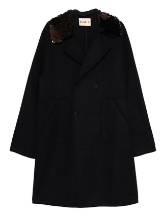 sequin-embellished double-breasted coat