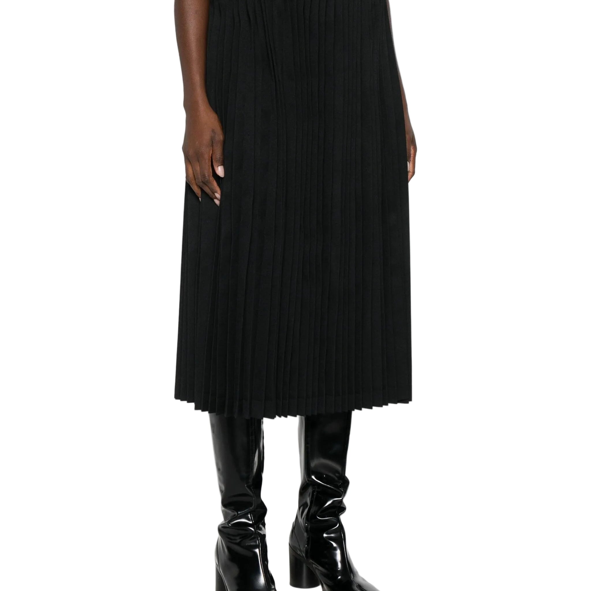 pleated sleeveless dress