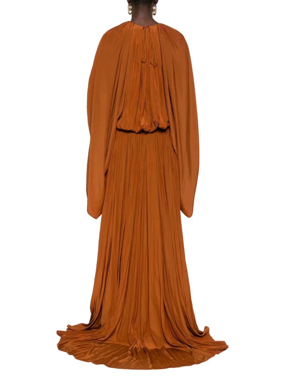 LONGSLEEVE PLEATED DRESS Brown