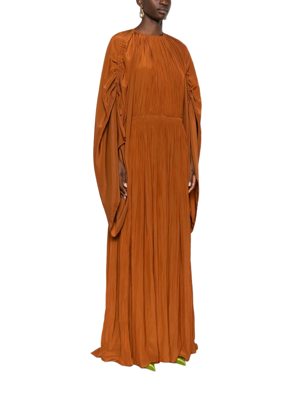 LONGSLEEVE PLEATED DRESS Brown