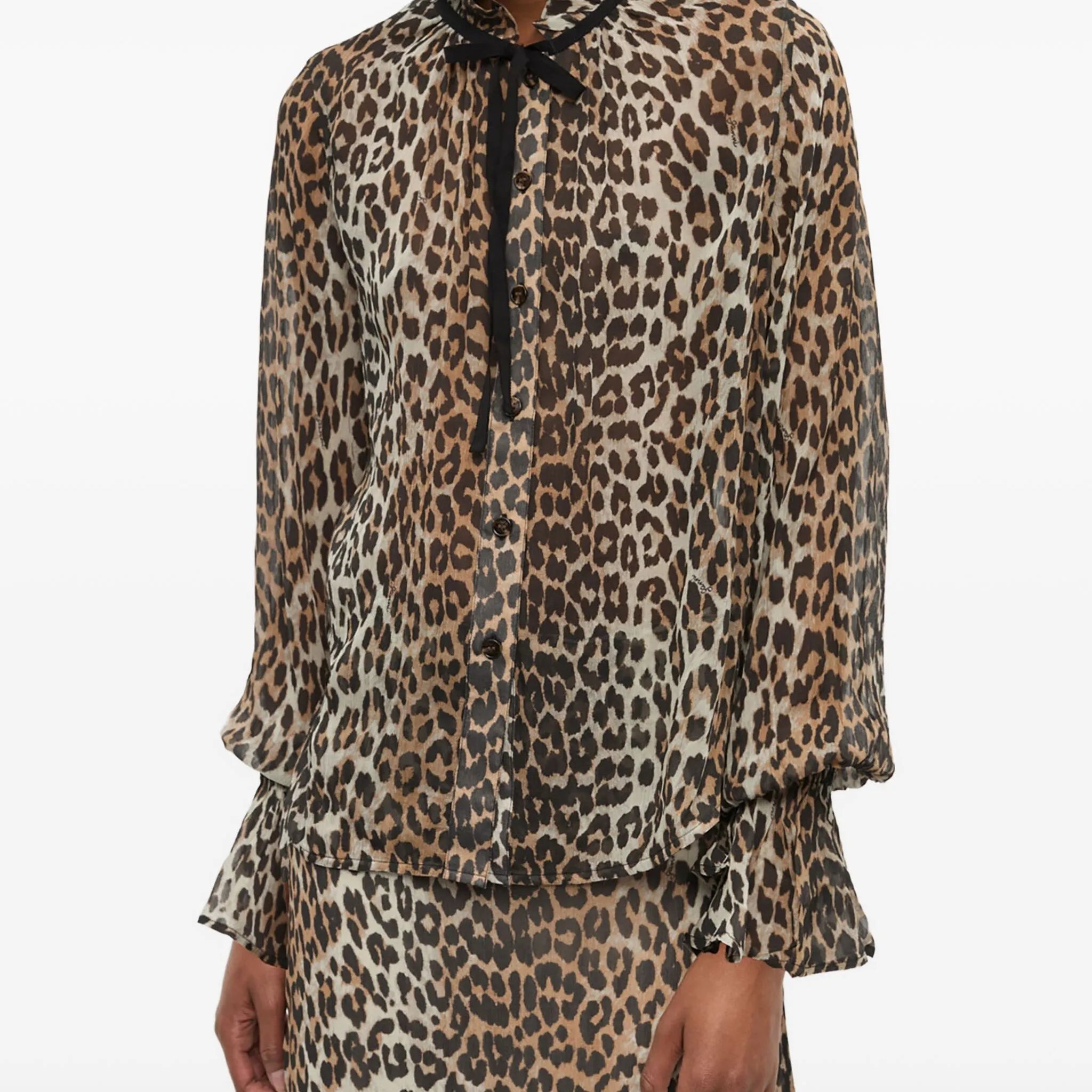 Printed Viscose Chiffon Tie String Shirt