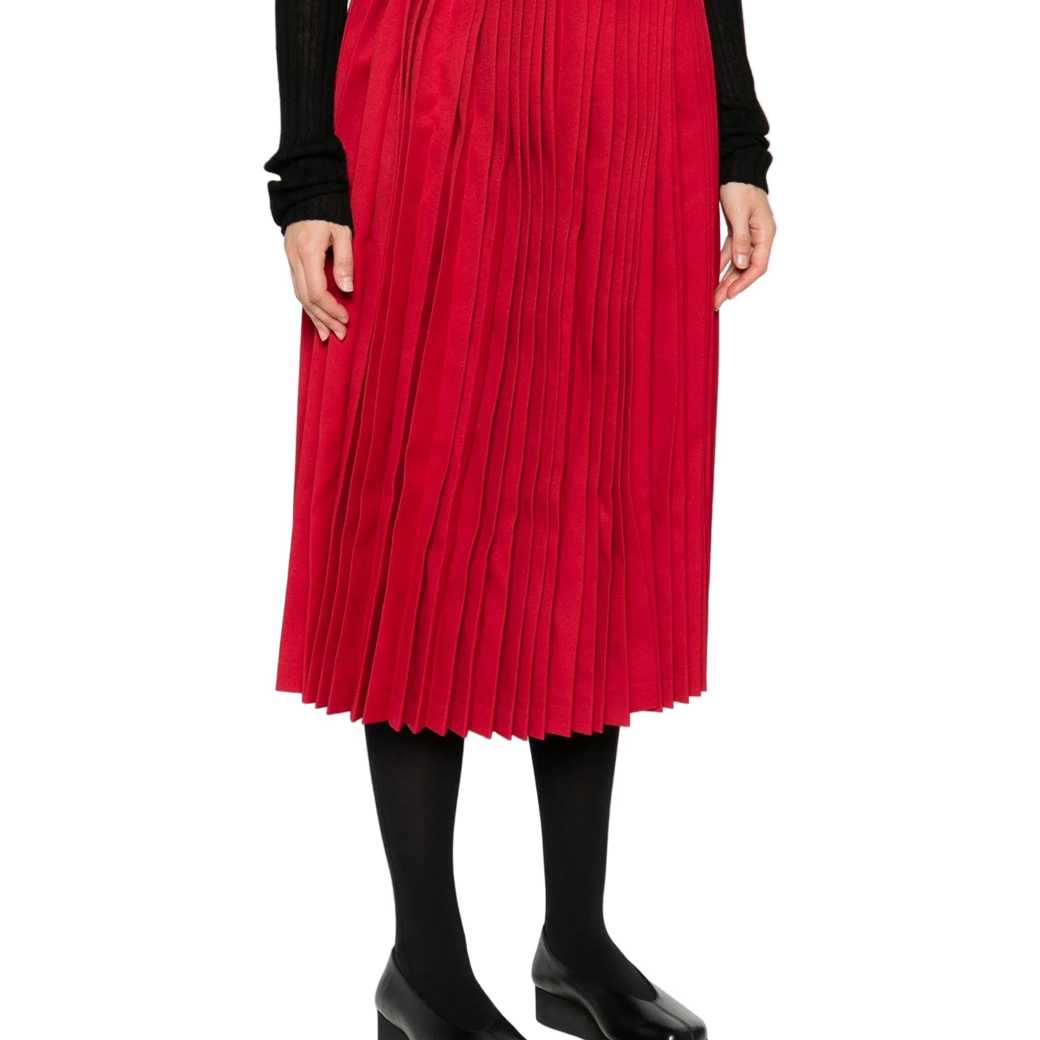pleated midi skirt