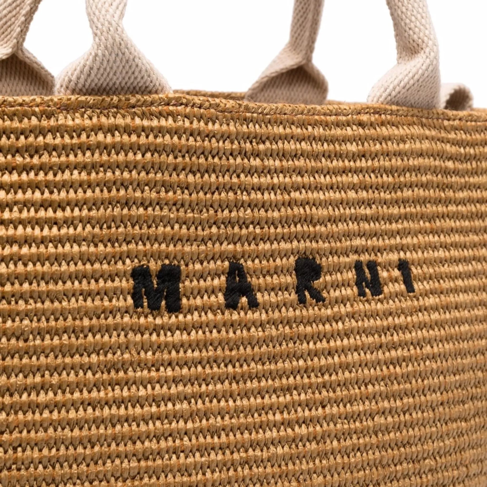 logo-lettering raffia tote bag