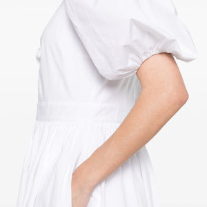 Puff Sleeve Midi Dress White