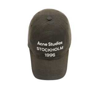 Logo-embroidered cap from Acne Studios. Cotton construction with adjustable back strap and iconic embroidered 1996. Available at our Lisbon store.