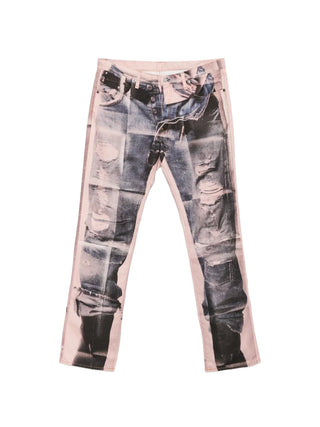 Acne Studios 1996M jeans. Regular-fit straight-leg denim with a seasonal trompe l'oeil print. Optical illusion detailing in organic cotton. 