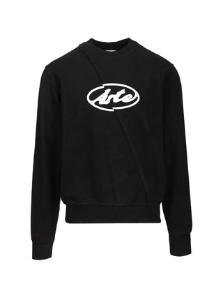 Arte Antwerp black cotton sweatshirt with circle logo embroidery and crew neck — available at our Lisbon store.