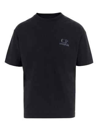C.P. Company black 30/1 jersey T-shirt with back graphic and logo details in cotton. A comfortable essential, available at our Lisbon store.