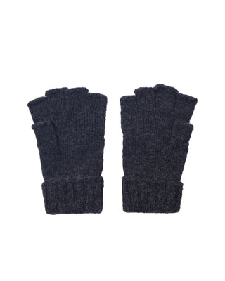 COMME DES GARÇONS HOMME fingerless gloves. Crafted in a soft wool-blend with ribbed cuffs and a signature logo tab. Touch-screen compatible and made in Japan.