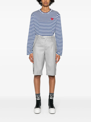 PLAY striped T-shirt by Comme des Garçons featuring signature heart motif. Cotton jersey construction with nautical stripe pattern and heart-patch logo.