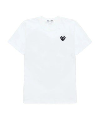 Comme Des Garçons PLAY logo-print T-shirt. A black knit with the signature heart emblem. Crafted from premium cotton for a refined, casual look.