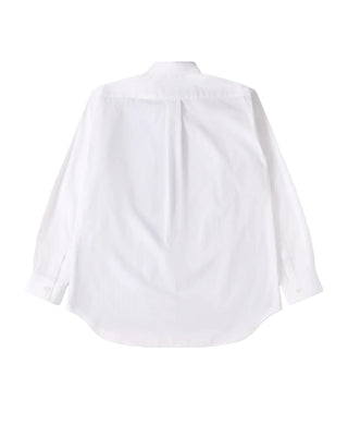 COMME DES GARÇONS SHIRT FOREVER wide fit stripe shirt. Relaxed silhouette, classic point collar, chest pocket, and rounded hem. 100% cotton. 