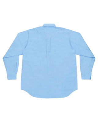 COMME DES GARÇONS SHIRT FOREVER wide classic shirt. Relaxed fit, crisp cotton poplin, point collar, chest pocket and curved hem. Available at our Lisbon store. 