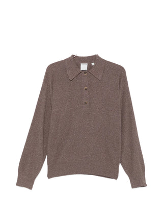 Brown long-sleeve polo shirt on a white background