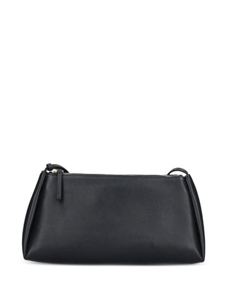Calvin Klein Collection Aurelis bag in black with smooth texture, gold-tone hardware and shoulder strap. Sleek design. Available at our Lisbon store.