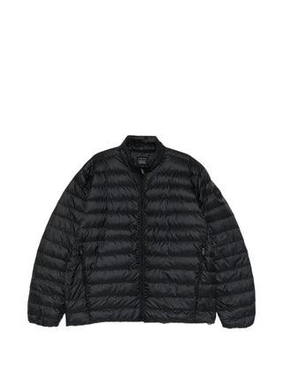 Black puffer jacket by Canada Goose on a white background