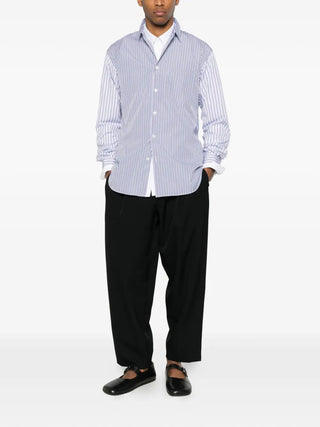 Comme des Garçons Shirt white striped layered shirt with classic collar, available at our Lisbon store.