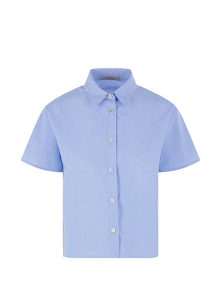 Light blue short-sleeve shirt on a white background