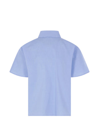 Light blue short-sleeve shirt on a white background