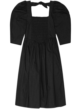 Ganni Black Cotton Poplin Smock Dress - SHEET-1 - LISBON STORE