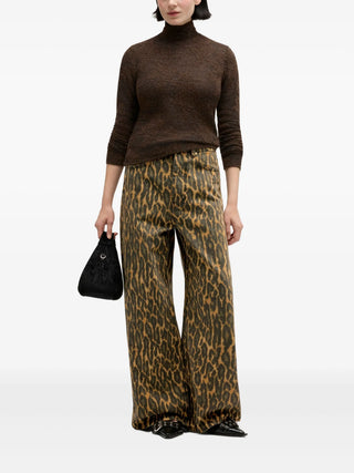Ganni Leopard‑Print Jeans in light brown denim with gold‑tone details. Effortless statement style available at our Lisbon store.