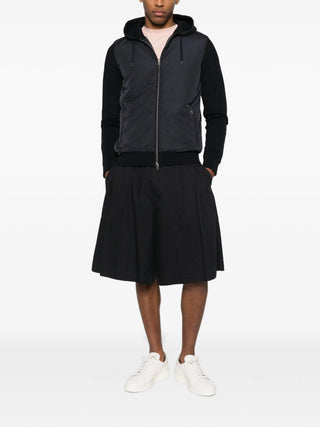 HERNO blue hooded zip jacket with drawstring hood and zip pockets. A versatile outerwear piece, available at our Lisbon store.