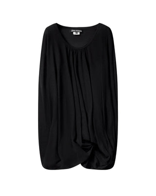 JUNYA WATANABE draped blouse. A signature piece defined by its asymmetrical silhouette, gathered or draped construction, and distinctive high neck.