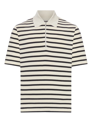 Black and white striped polo shirt by Jil Sander