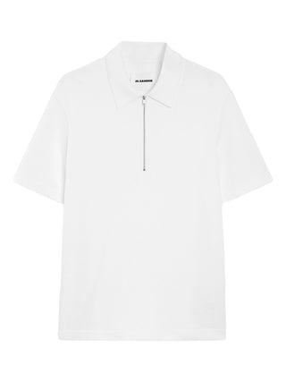 White polo shirt with a zipper by Jil Sander