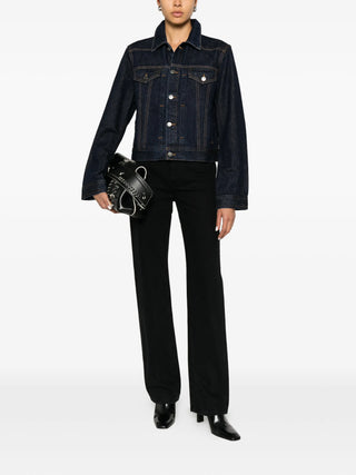 KHAITE Danielle black high-waisted straight-leg jeans in cotton-blend denim. Classic fit, available at our Lisbon store.
