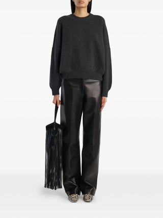 KHAITE Margaux sweater in charcoal grey 100% cashmere with oversized fit and dropped shoulders. Soft knit. Available at our Lisbon store.