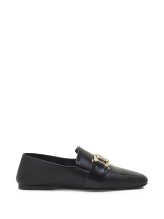 Lanvin leather loafers with a logo plaque. A square toe, premium calf leather construction and an elegant slip-on silhouette for everyday sophistication.