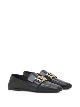 Lanvin leather loafers with a logo plaque. A square toe, premium calf leather construction and an elegant slip-on silhouette for everyday sophistication.