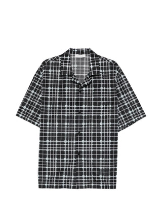 Black and sky blue checkered shirt with collar