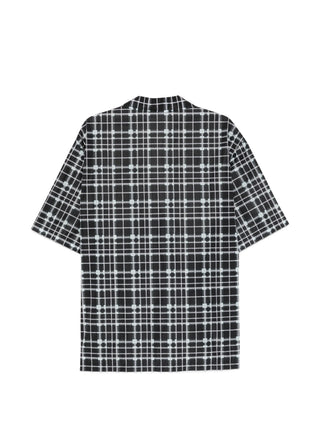 Black and sky blue checkered short sleeve shirt