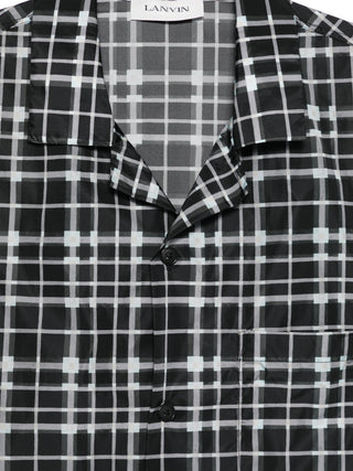Black and blue checkered shirt with Lanvin branding 