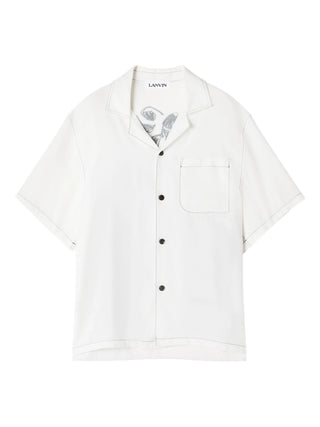 White short-sleeve shirt with black buttons and contrasting seam by Lanvin