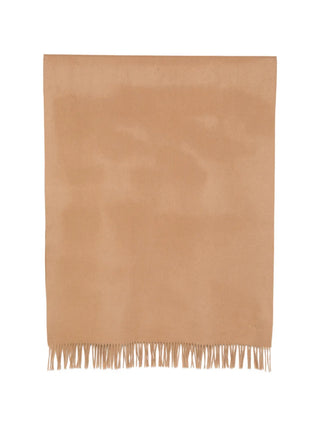 MAX MARA Baci scarf in pure cashmere. Embroidered logo, fringed edges, and a generous rectangular shape. Italian luxury, available at our Lisbon store. 