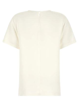 MAX MARA crewneck short-sleeved T-shirt. A refined essential in pure silk. Versatile, timeless, and available at our LIsbon store. 
