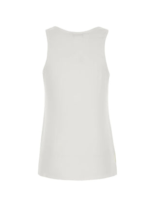 MAX MARA Pavido silk tank top with tonal monogram embroidery and side slits. Sleeveless, scoop neck. Italian luxury, available at our Lisbon store. 